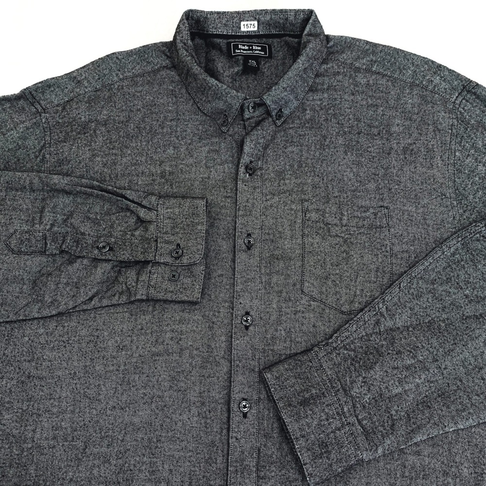 Blade + Blue Button Down Shirt Men's XXL Grey Cotton Long Sleeve Made in the USA